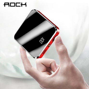 ROCK Power Bank 20000mAh Mirror Screen Portable Power Bank for Xiaomi Fast Wireless External Battery Type C