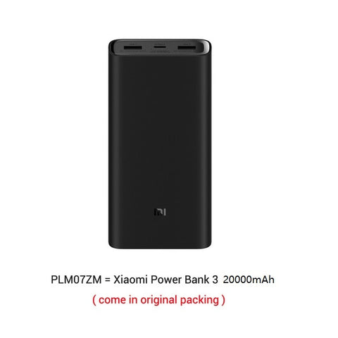 2019 NEW Xiaomi Power Bank 3 20000mAh Mi Powerbank USB-C 45W Portable Charger Dual USB Powerbank for Laptop Smartphone PLM07ZM