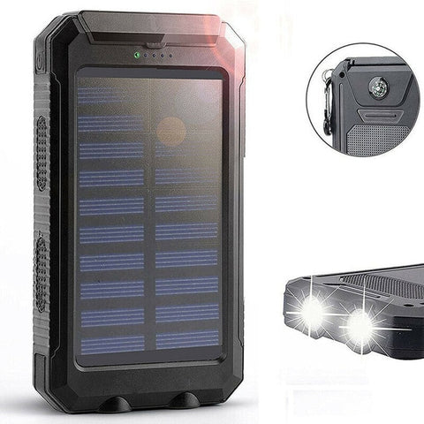 Solar Portable Waterproof Portable Power Bank 30000 MAh for All Smart Phone Battery Powerbank Fast Charging External Battery LED