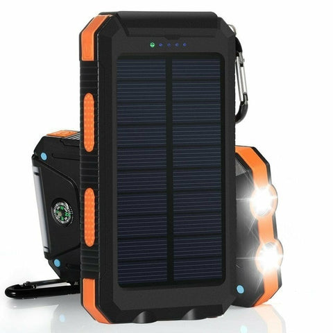 Solar Portable Waterproof Portable Power Bank 30000 MAh for All Smart Phone Battery Powerbank Fast Charging External Battery LED