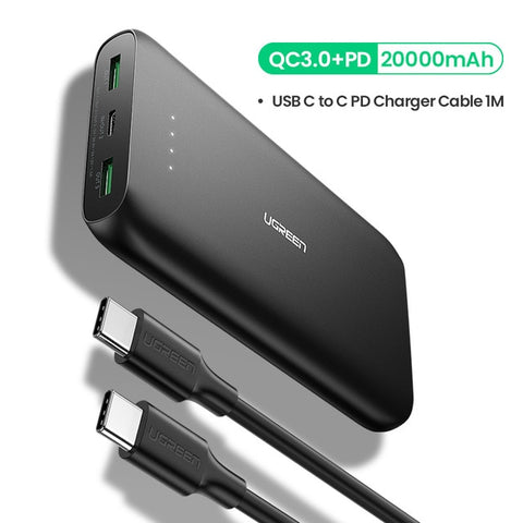 Ugreen Power Bank 20000mAh Fast Phone Charger Quick Charge 4.0 QC3.0 Portable External Battery for iPhone 11 XiaoMi PD Powerbank