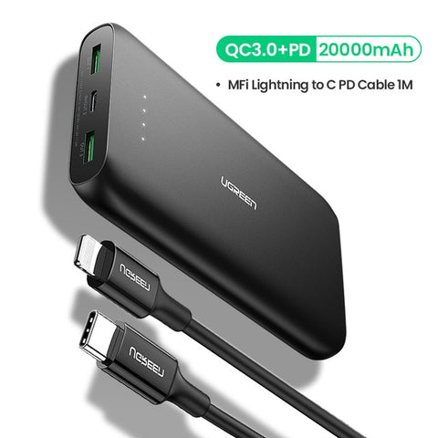 Ugreen Power Bank 20000mAh Fast Phone Charger Quick Charge 4.0 QC3.0 Portable External Battery for iPhone 11 XiaoMi PD Powerbank