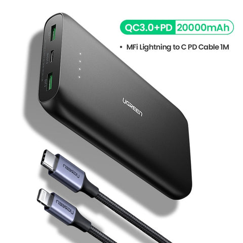 Ugreen Power Bank 20000mAh Fast Phone Charger Quick Charge 4.0 QC3.0 Portable External Battery for iPhone 11 XiaoMi PD Powerbank