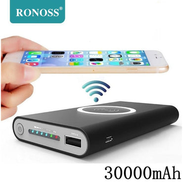 Qi Wireless power bank 30000mah for iPhone X Xs MAX XR 8 wireless charger power bank for Samsung S8 S9 Note 9 8 fast charger