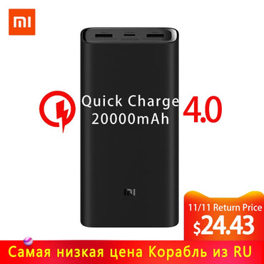 2019 NEW Xiaomi Power Bank 3 20000mAh Mi Powerbank USB-C 45W Portable Charger Dual USB Powerbank for Laptop Smartphone PLM07ZM