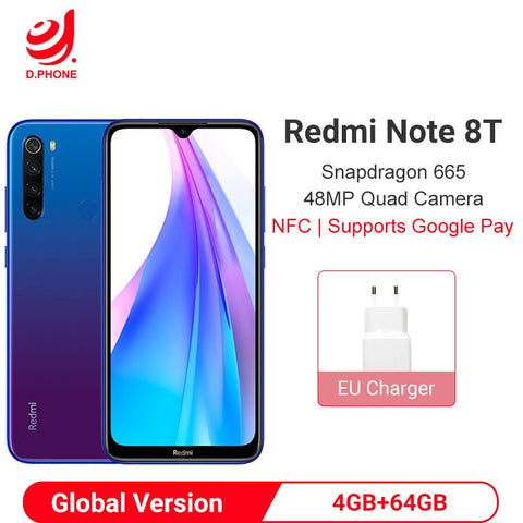 Global Version Xiaomi Redmi Note 8T 8 T 4GB 64GB NFC Smartphone Snapdragon 665 Octa Core 48MP Quad Rear Camera 6.3" 4000mAh