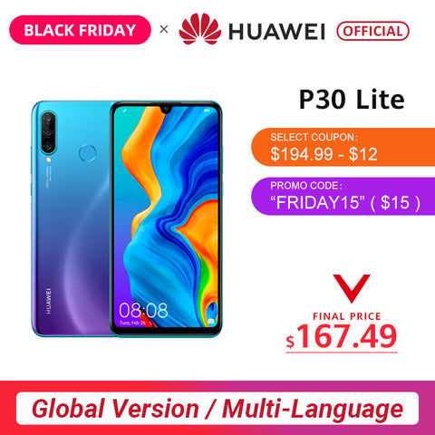 Global Version Huawei P30 Lite 4GB 128GB Smartphone 6.15 inch Kirin 710 Octa Core Mobile Phone EMUI Android 9.0 CellPhone