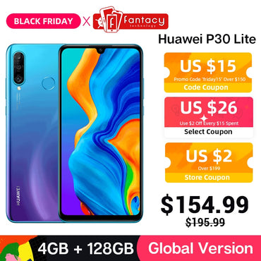 Global Version Huawei P30 Lite 4GB 128GB Smartphone 24MP Triple Cameras 32MP Front Camera 6.15'' Full Screen Kirin 710 18W QC