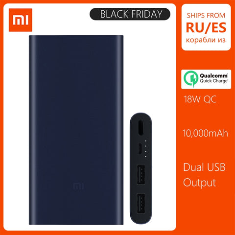 10000mAh Xiaomi Mi Power Bank Original 2i External Battery Bank 18W Quick Charge Powerbank with Dual USB Output for Phone huawei