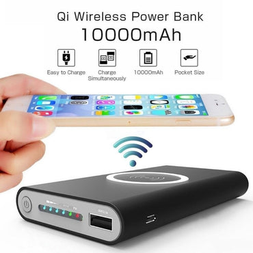 Qi Wireless Charger Power Bank 10000mAh Portable USB Wireless Battery Charging for iPhone X 8 Plus Samsung Note 8 S8 PowerBank