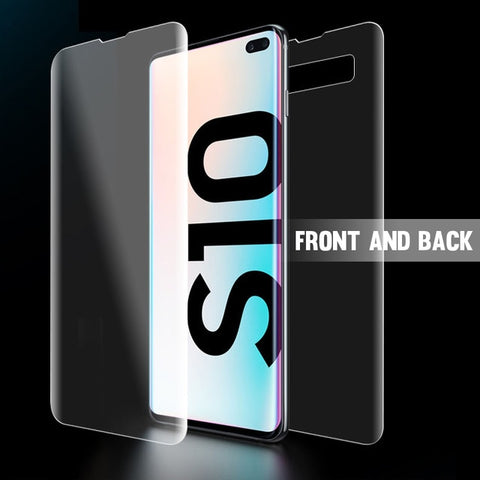 9D Full Cover Film on For Samsung Galaxy S10 S10E S10 Plus Screen Protector Hydrogel Front Film + Back Film + Camera Lens Glass